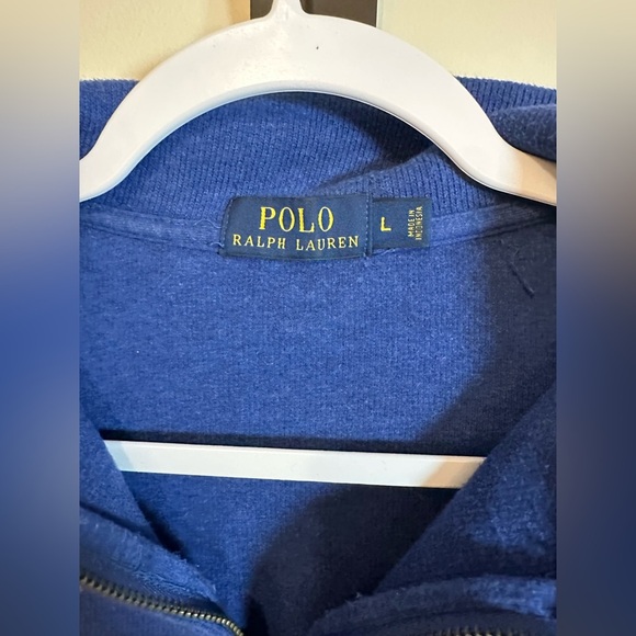 Men’s Large Polo Ralph Lauren quarter zip pullover sweater Blue 100% cotton - Picture 3 of 7